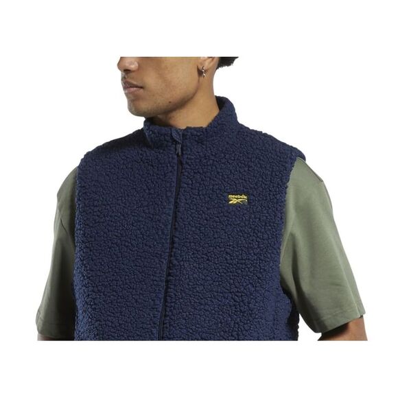 Reebok Men's Cord Sherpa-Fleece Vest Blue Size Large - Picture 2 of 3